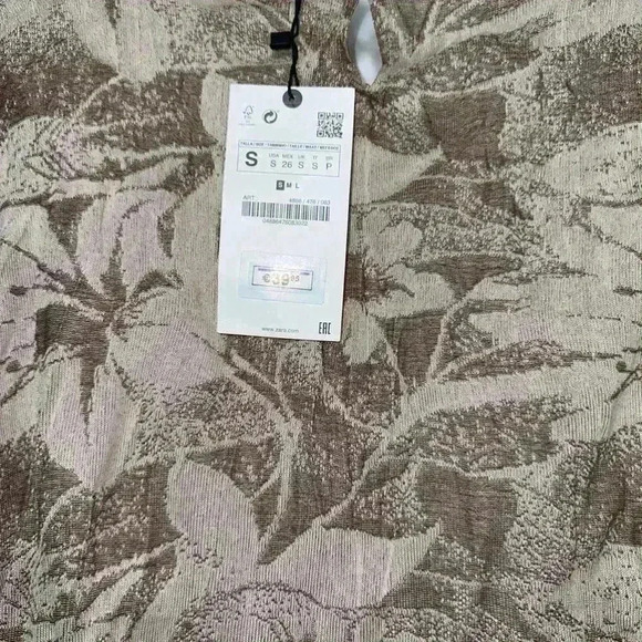 NWT! Zara Beige Floral Dress Size Small - Picture 12 of 16